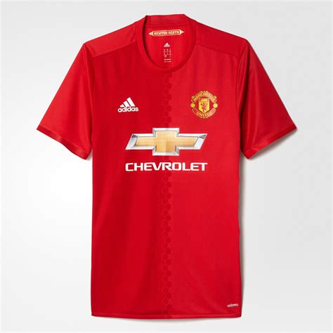 adidas mens manchester united 16 17 red replica home top|man united apparel.